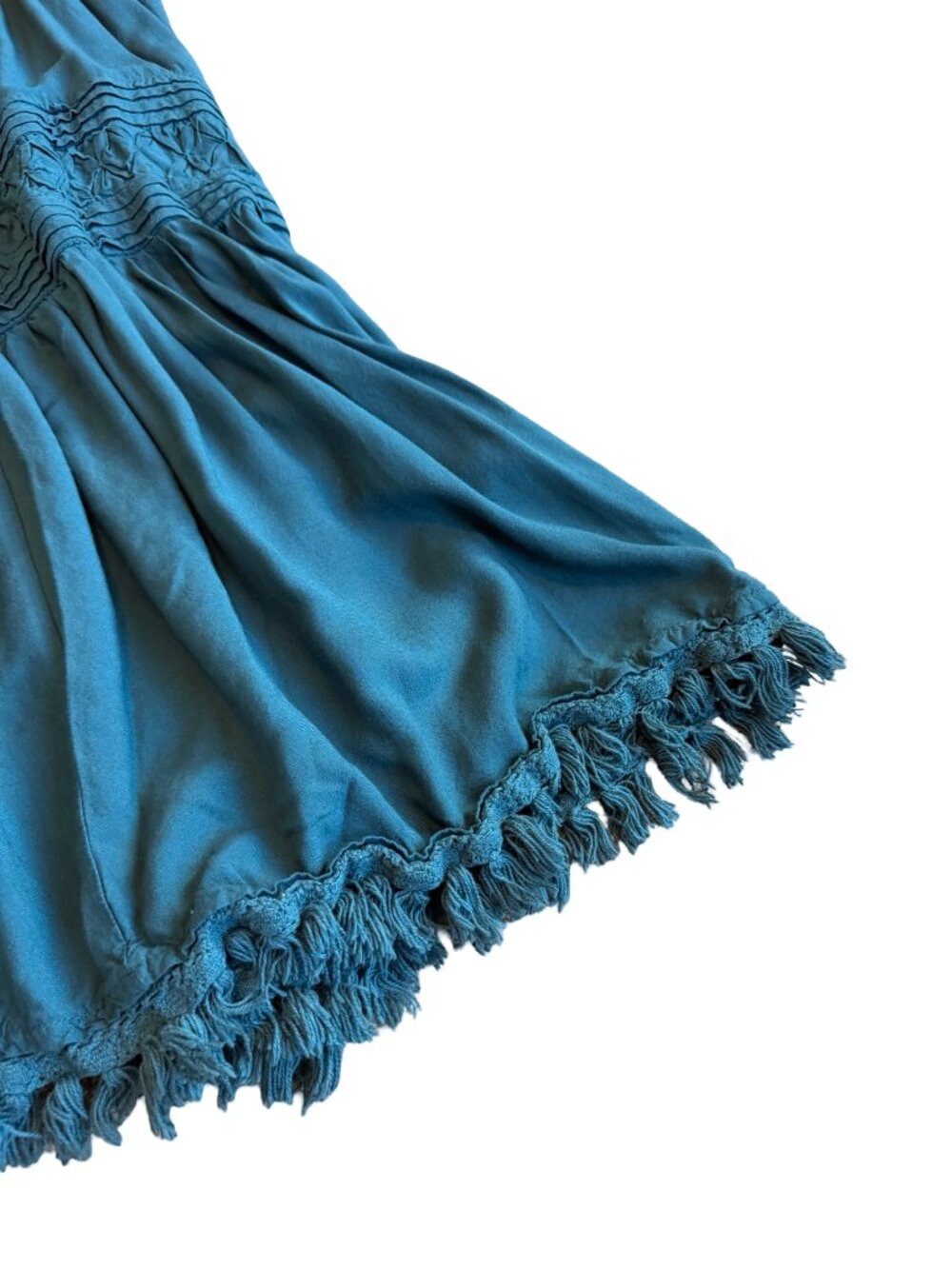 Floreat Tiered Mini Dress Bold Teal Tie Strap Flowy Bohemian Boho Size Small - Picture 10 of 13